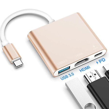 Typ C Adapter, USB 3.1 Hub (usb-c Thunderbolt 3 Port-kompatibel) Till USB 3.0 HDMI Typ C hona Laddare Adapter Converter kompatibel med Macboo