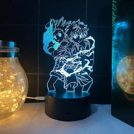 Nytt Anime Gon And Killua Nattljus USB Touch Fjärrkontroll 3d Illusion Lampa För Barn Sovrumsinredning -- Gang And Qiblack Seat