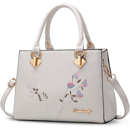 Retro naisten käsilaukku, käsilaukku, PU-nahkaa (valkoinen)