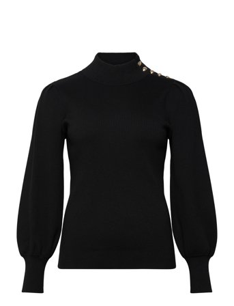 Lauren Women Button-Trim Mockneck Sweater - Black - 50-52