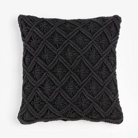 Sort bomulds-polyesterpude, 45x45 cm