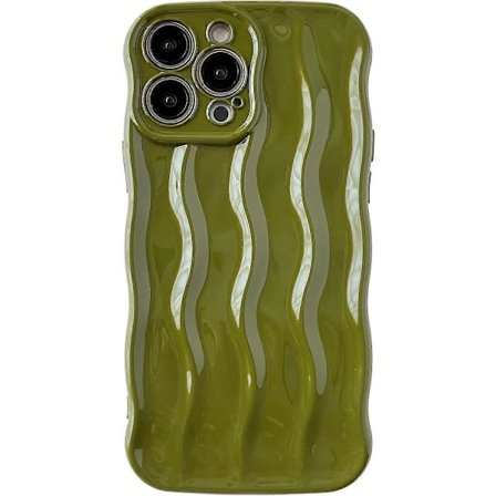 Caseative Skal för iPhone 13 Pro Max, Vattenvågsmönster Krullig Våg Ram Mjukt Kompatibelt med iPhone Skal (Grön, iPhone 13 Pro Max)