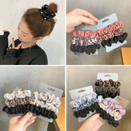 3pcs/Set Satin Silk Scrunchies Hair Bands Scrunchy Ropes Ties Ponytail Holder