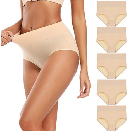 Iloiset korkeavyötäröiset alushousut (5 kpl) Beige, Beige, L