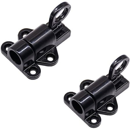 2 stk. Svarte Dørlåser i Aluminium - Automatisk Portlås med Fjærbolt