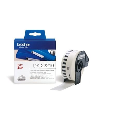 Brother DK22210 kontinuerlig tape - 30m x 29mm - Sort/hvid - Kompatibel med Brother QL-xxx