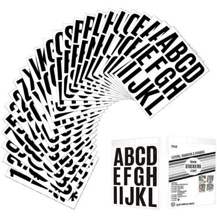 24 ark 2 tommers selvklebende bokstaver, store bokstaver, alfabetiske klistremerker, bokstavnummer 318 vinyl selvklebende klistremerker, ABC