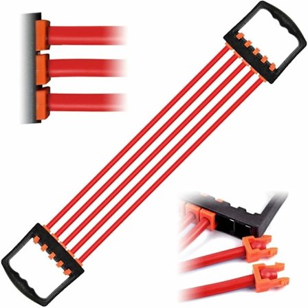 Justerbar 5-rørs bryst ekspander for bryst, skuldre og armer - rød