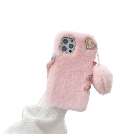 Jag älskar dig Hjärta Fluffig Skal till Rosa iPhone 13