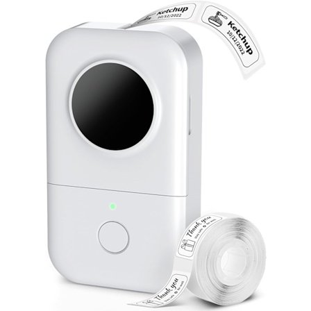 Etikettmaskin, bærbar Bluetooth mini etikettskriver, klistremerke liten etikettmaskin flere maler skriftikon blekkløs for hjemmekontor