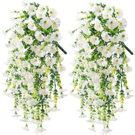 2 stk. hengende kunstige blomster Morning Glory Vines 75 cm for hage- og hjemmedekorasjon