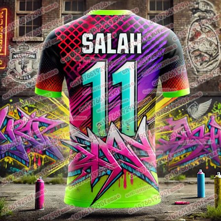 Muoti Graffititaulu Salah Painettu Kuvio Miesten Fanien Muisto T-paita Päivittäinen Ulkoilu Urheilu Mukava Jersey