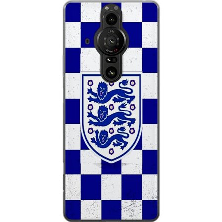Yhteensopiva Puhelinkuori Sony Sony Xperia Pro-I Graafinen shakkiruudukkokuviointi sinisellä ja valkoisella, klassisella heraldisella vaakunalla, ret