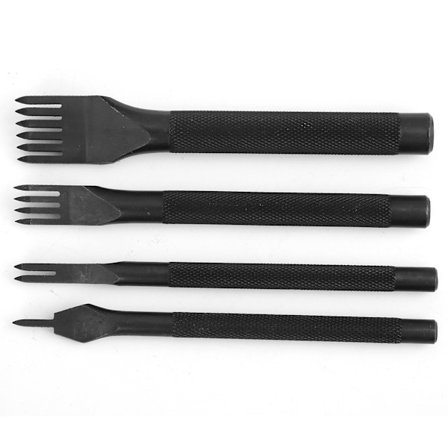 4 stk Gaffel Meisel Kit Lær Håndverk DIY Verktøy Svart Elektroplettering Lær Håndverk Meisel 3mm