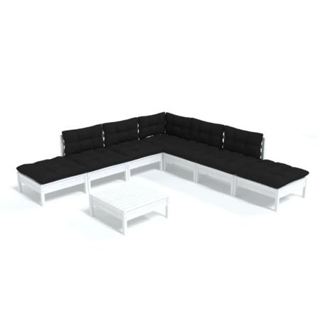 Vidaxl Loungegrupp Med Dynor 8 Delar Vit Massiv Furu Vit