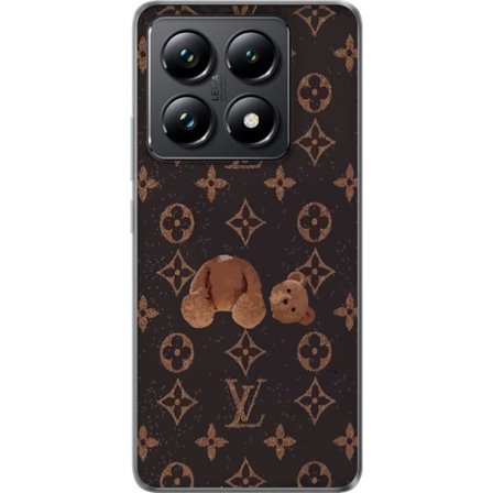 Kompatibel Mobilcover til Xiaomi Xiaomi 14T Luksuriøst monogrammønster med knust bamse i mørk modeæstetik