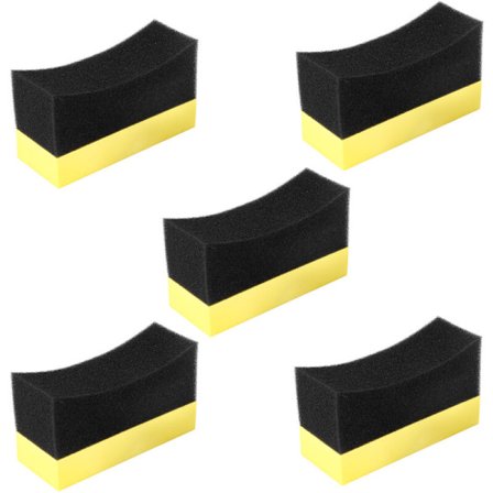 5X Professionel Bil Køretøj Dæk Dæk Applikation Buet Applikator Skum Svamp Pad Sort Gul