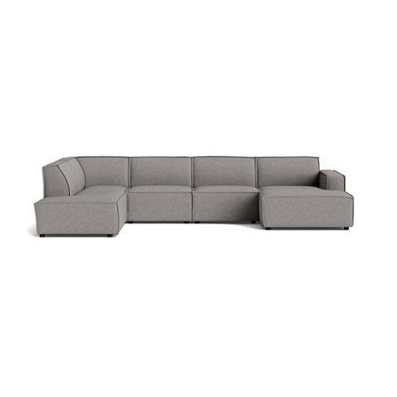 Lyon U-Form Sofa, rechts in Loop Grau, modernes Design, Uni-Muster, 80cm Höhe, hoher Sitzkomfort für das Wohnzimmer, langlebig und elegant.