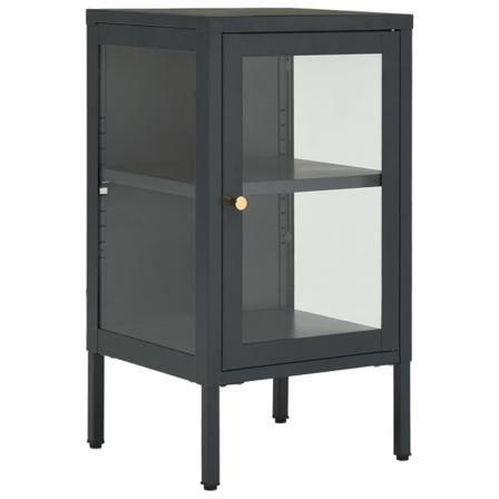Vidaxl Skänk Antracit 38x35x70 Cm Stål Och Glas Antracit