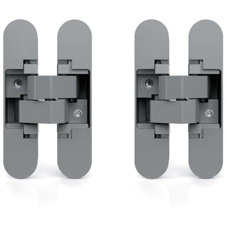 2-pack Hidden Hinges for Interior Doors, Load 40 kg, 180 Degree Opening, Zamak, Metallic Grey 110mm