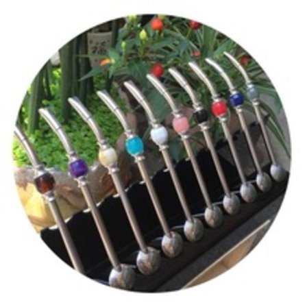 Yerba Mate Te-Gresskar Drikke Strå Filter i Rustfritt Stål (Hvit)