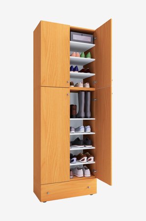 VCM - Vcm Skoskab Lona Xxl 9-rums hængslede døre - Med skuffe - Beige - Skoskabe - Fra Homeroom