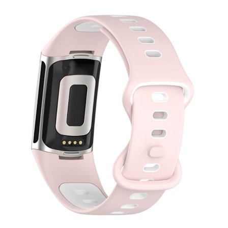 Fitbit Charge 5 klockarmband i silikon med dubbla färger - Rosa / Vit