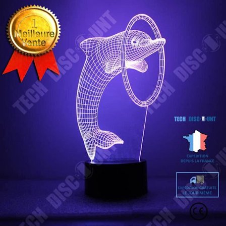 Optisk lampe - TD - Delfinmodel - 7 farver - Touch - Lavt forbrug