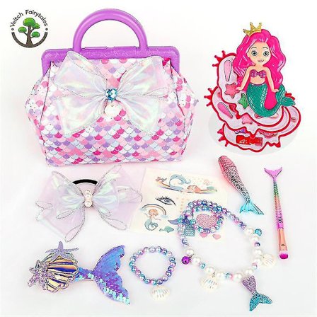 Liten Prinsessklänning Uppklädningstillbehör Ask Sminksats Väska Leksaker Mermaid Girl