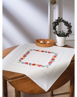 Stickpackung Tischdecke Mohnblumen - Weberei Hofer KG