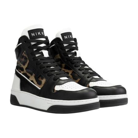 Nikkie, Sneakers Zwart, Dames, Maat:38 EU,leather,leopard