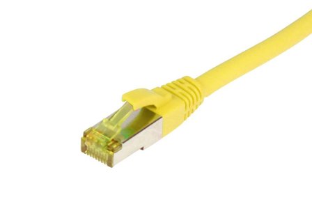 SYNERGY Patchkabel RJ45, CAT6A 500Mhz, 0,15m, gelb, S-STP(S/FTP), TPE/LSZH(Ultraflex), AWG26, mit CAT7 Rohkabel, Synergy 21