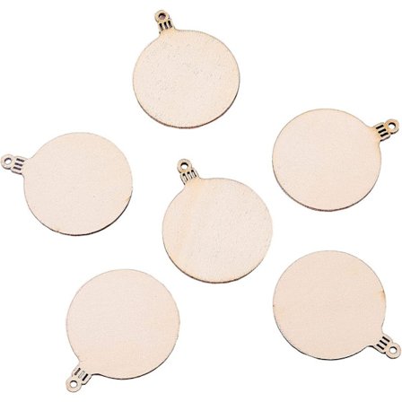 100 stk. Runde Treemner Runde Merkelapper Disker Med Hull Ubehandlet Forhåndsboret Naturlige Treskiver For Håndverk Midtstykker, Tre DIY Julepynt