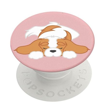 Sormus ja universaali tuki - POPSOCKETS - Pupper Napper - Vedettävä - Videotuki - Valkoinen/Vaaleanpunainen
