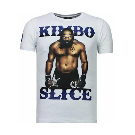 Local Fanatic Kimbo Slice Rhinestone - T Shirt - 5766W vit, Herr, Herr, Storlek: L