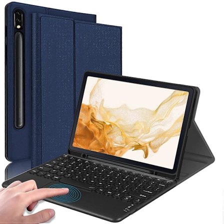 Langaton Bluetooth-näppäimistökotelo kosketuslevyllä Samsung Galaxy Tab S7 FE/S7+/S8+ -tableteille