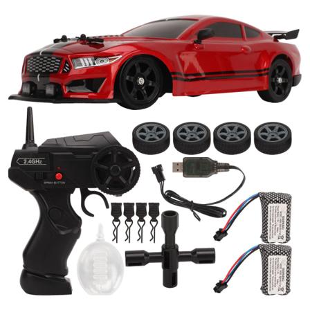 RC-auto LED-valoilla 2,4 GHz, vahva power , viileä ulkonäkö nopea kilpa-ajoauto lapsille, kaksi akkua