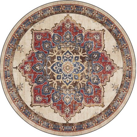 Boho pyöreä matto, kodin sisustusmatot liukumaton ja pestävä makuuhuoneeseen kylpyhuoneeseen (Tyyli 1/60X60cm)