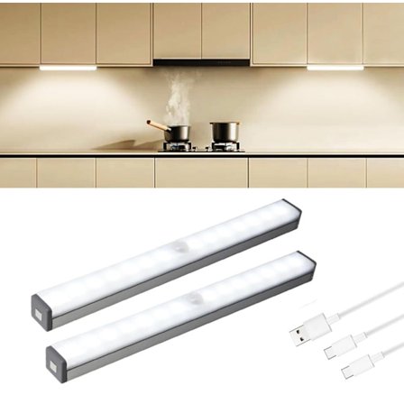 2-pakning LED Skapbelysning, bevegelsessensorlampe - Trinnløs dimming for kjøkken, garderobe, trapp og soverom, flere lyssettinger_TF_TF