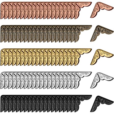 100 kpl Metallisia kulmasuojia, jotka ovat yhteensopivia leikekirjojen kanssa, kolmionmuotoiset kirjan kulmat, kirjan kulmasuojat, 14 x 2 mm