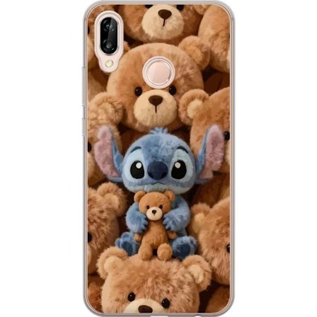 Kompatibel Mobilcover til Huawei P20 lite Stitch omgivet af brune teddybjørne med en lille teddybjørn i armene i en sød og hyggelig kawaii-design