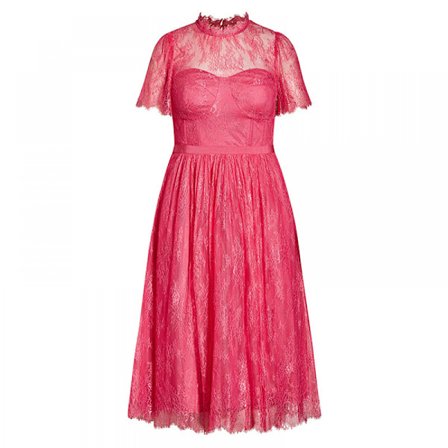Ermebåt Hals Cocktail Party Swing Kjole (Rose Rosa 4XL)