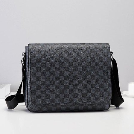 Lær Plaid Skulder Crossbody Bag(Svart)