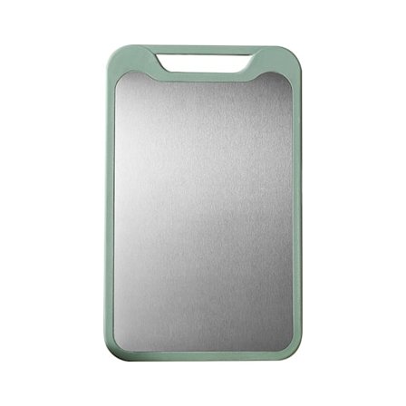 Dubbelsidig skärbräda för kök, 304 rostfritt stål, skärbräda för kött, grönsaker, frukt, fisk, ost, grön, liten storlek