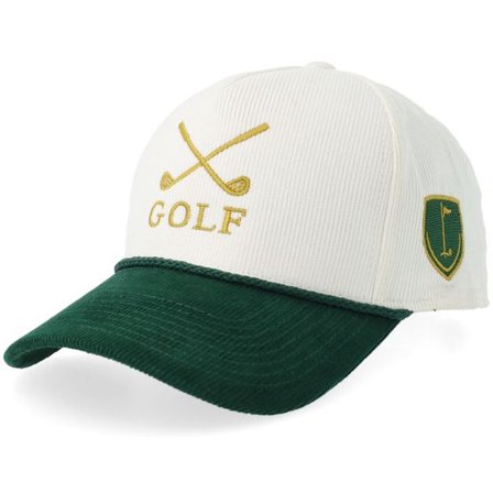 Iconic - Vit adjustable Keps - Golden Golfer Blank Rope Corduroy Off White/Deep Forest A-Frame Adjustable @ Hatstore