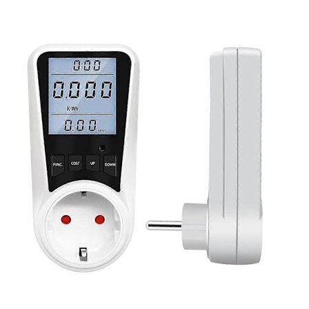 Elmåler til stikkontakt, strømforbrugsmåler med LCD, overbelastningsbeskyttelse 3680 W MAX 16 A, baggrundsbelyst strømmåler 230 V, elektricit[YJD]