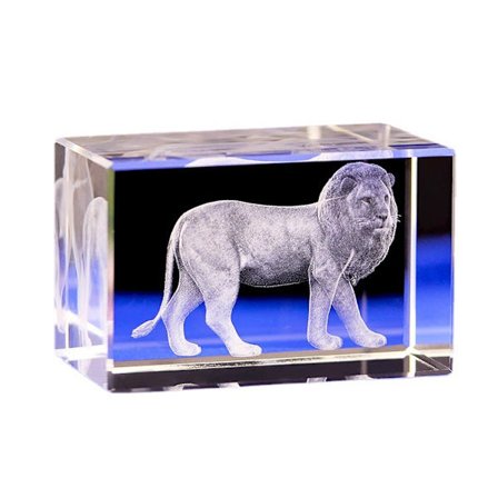 1 kpl 3D-laserilla kaiverrettu kristallileijona-patsas kotiin