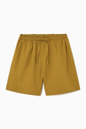 COS Women's Shorts Med Rynkning Och Dragsko in Brun