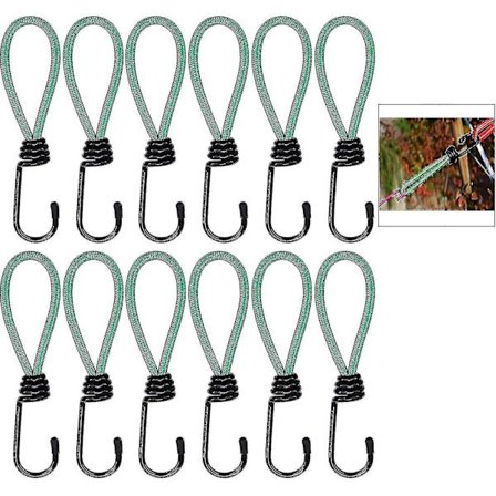 12 stk. Bungee-kroge, presen-bungee-kroge elastiske bungee-snore camping med krog, bungee-rem til presenninger