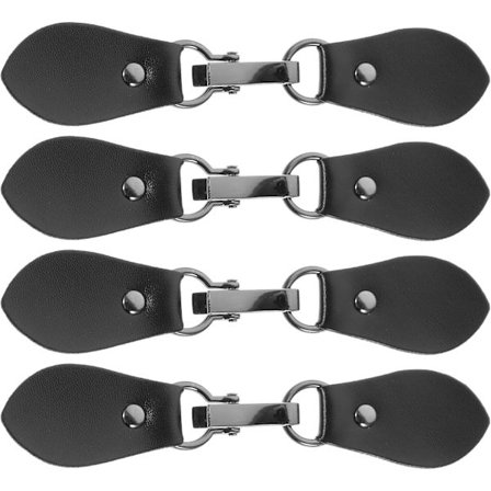 4 stk. Læderflap Lukningsklemme Holder Spænde Lås Pin til Poncho Cape Cardigan Slå-om Sjal Tilbehør Sort